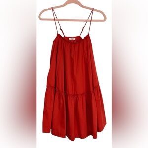 Abercrombie & Fitch Vibrant Red Ruffled Trapeze Mini Dress. Size Large Great Con